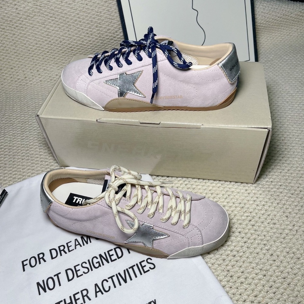 Golden Goose light purple casual flat shoes